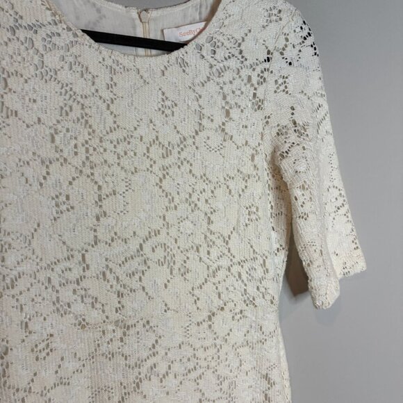 See By Chloé Ruffled Lace Midi Dress Natural White - Picture 3 of 7